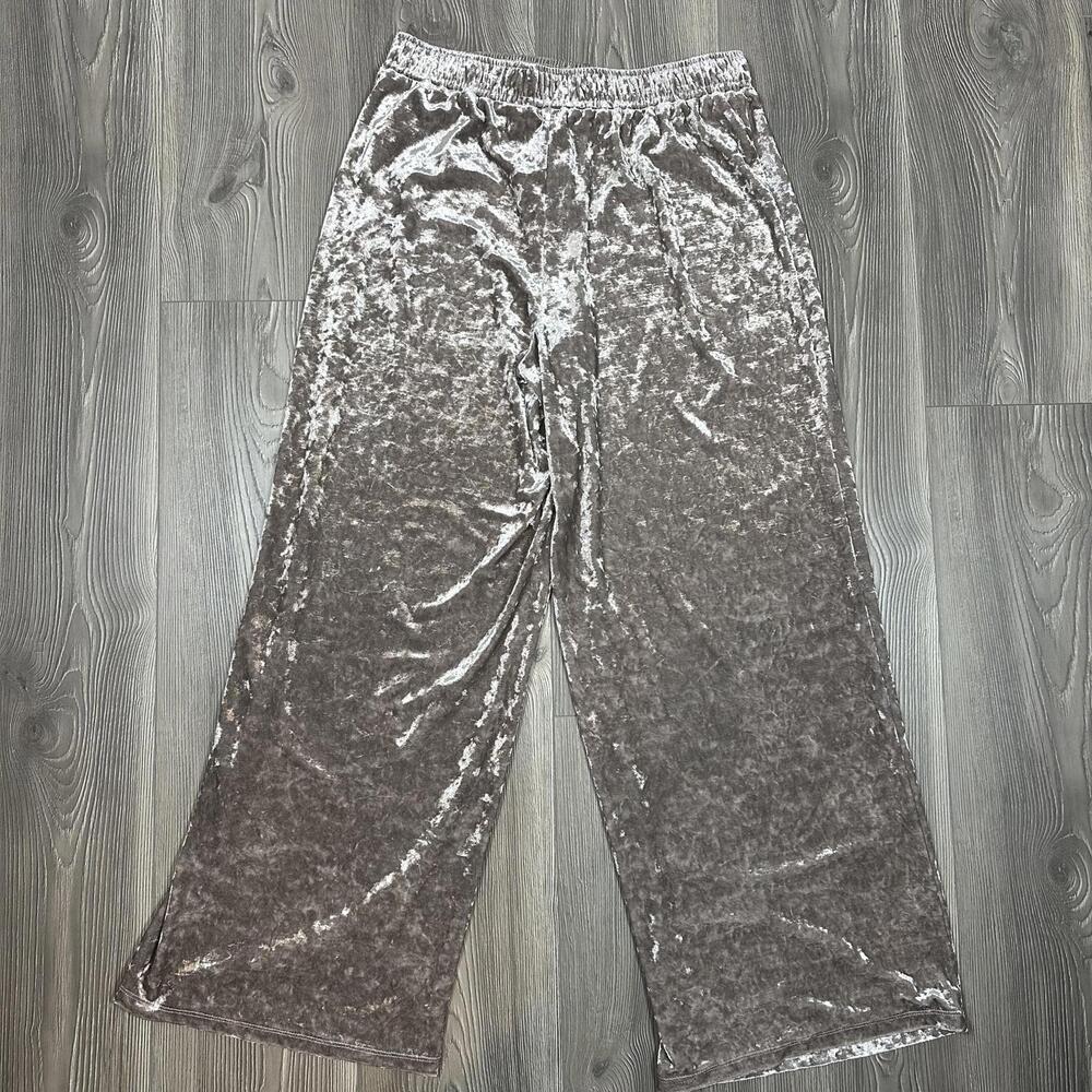 Cato‎ Tan Crushed Velvet Pants with Ribbon Tie and Elastic Waistband - Picture 4 of 7